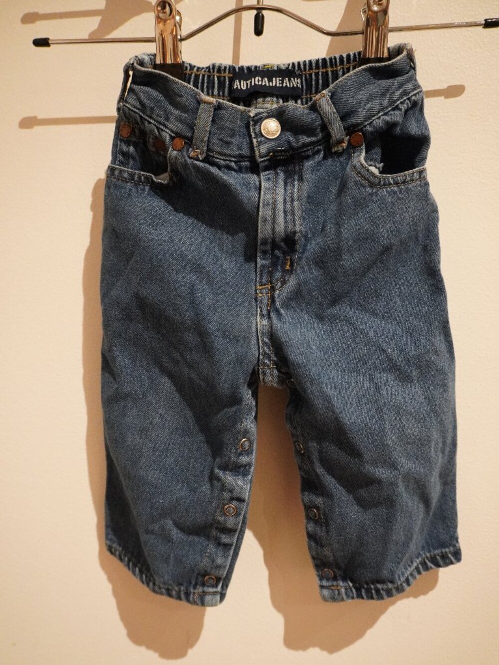 Nautica Straight Leg Blue Jeans Jeans 6-12M Stretch Waist and Snap Inseam